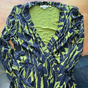 Boden Green Leaf Wrap Dress 8L